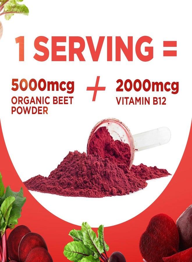 selfevolve Beet Root Powder Organic 5000mg with Vitamin B12 (Methylcobalamin) and Trace Minerals in Natural Black Cherry Flavor, 0g Added Sugar – Vegan Dietary Supplement (30 Servings) - Image 4
